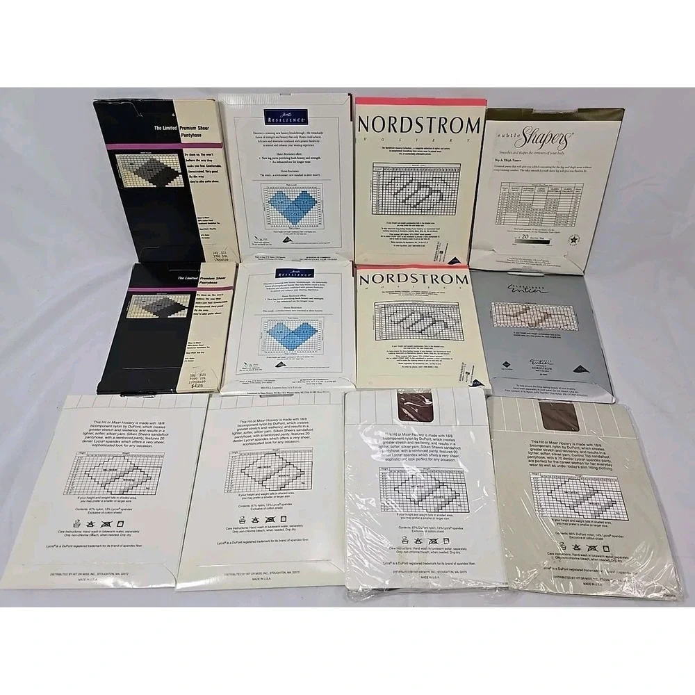 Lot (12) Pantyhose Sz C | Black & Beige Nordstrom, Hanes, The Limited, Hit or Mi
